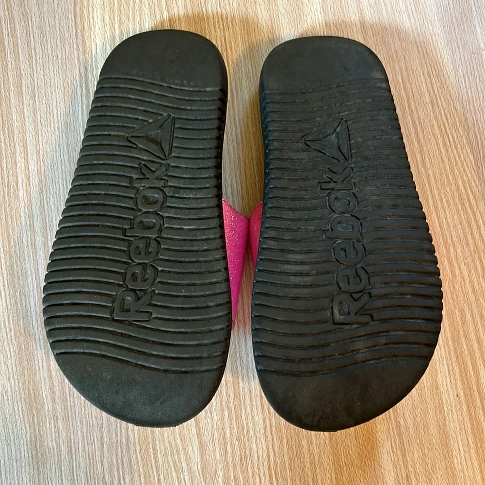 Reebok sparkly pink slides